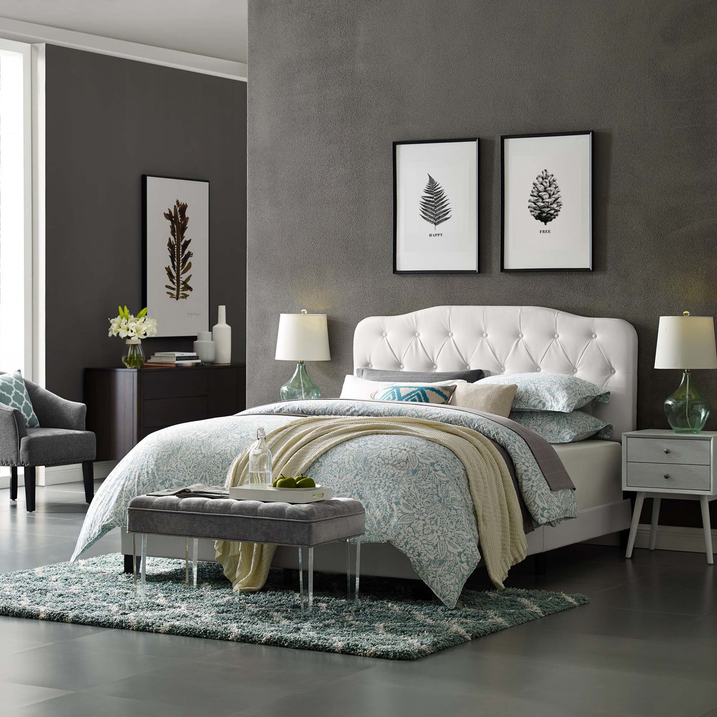 Amelia Faux Leather Queen Bed