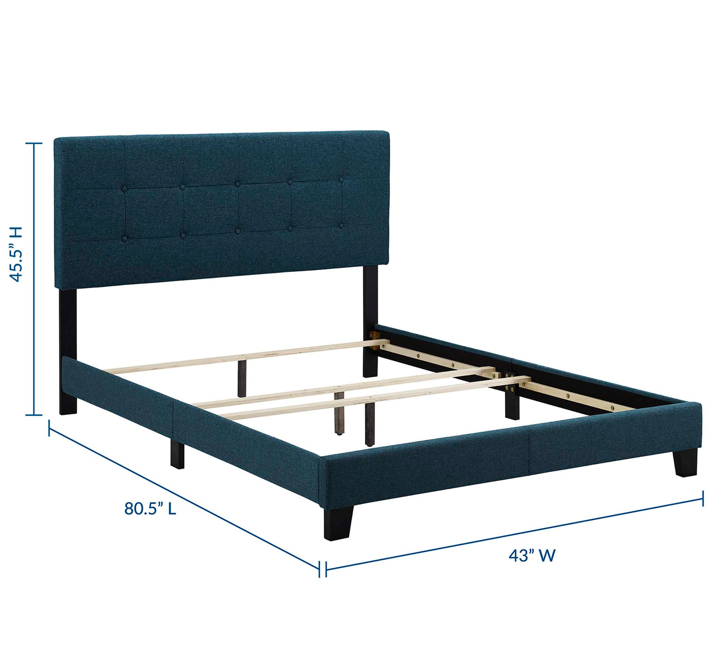 Cama doble tapizada en tela Amira de Modway