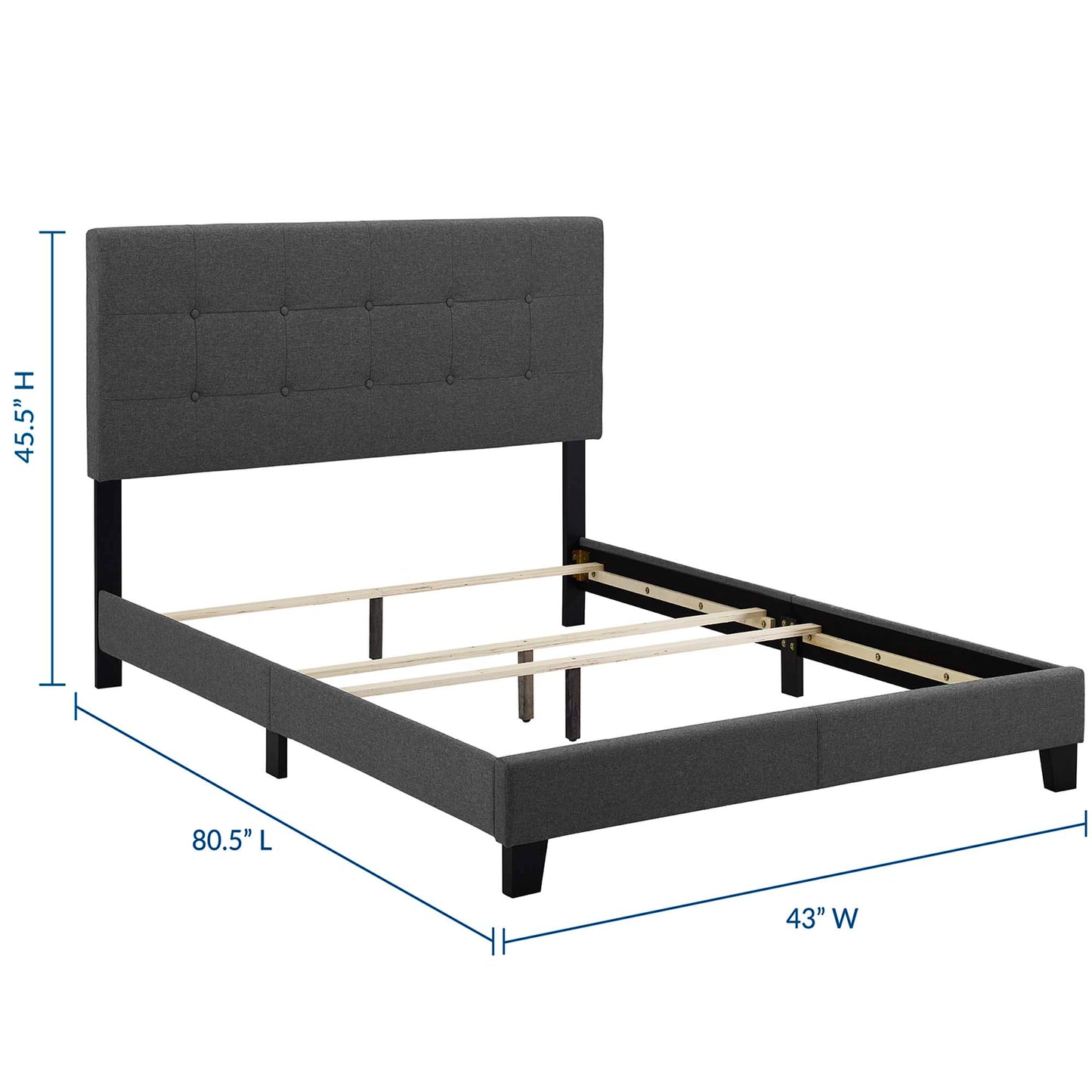 Cama doble tapizada en tela Amira de Modway