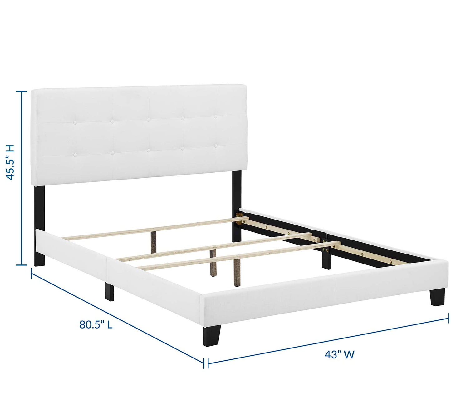 Cama doble tapizada en tela Amira de Modway