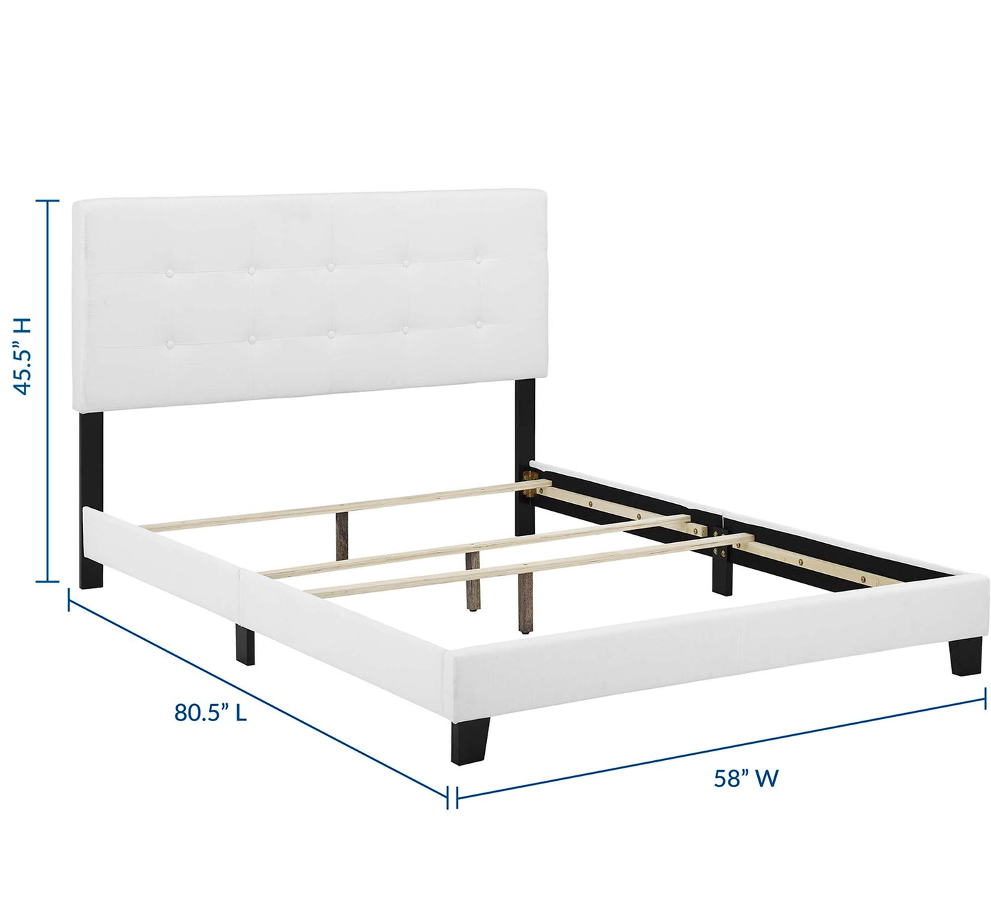 Cama matrimonial tapizada en tela Amira de Modway