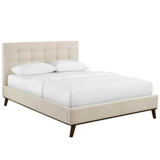 McKenzie Biscuit Tufted Upholstered Fabric Queen Platform Bed