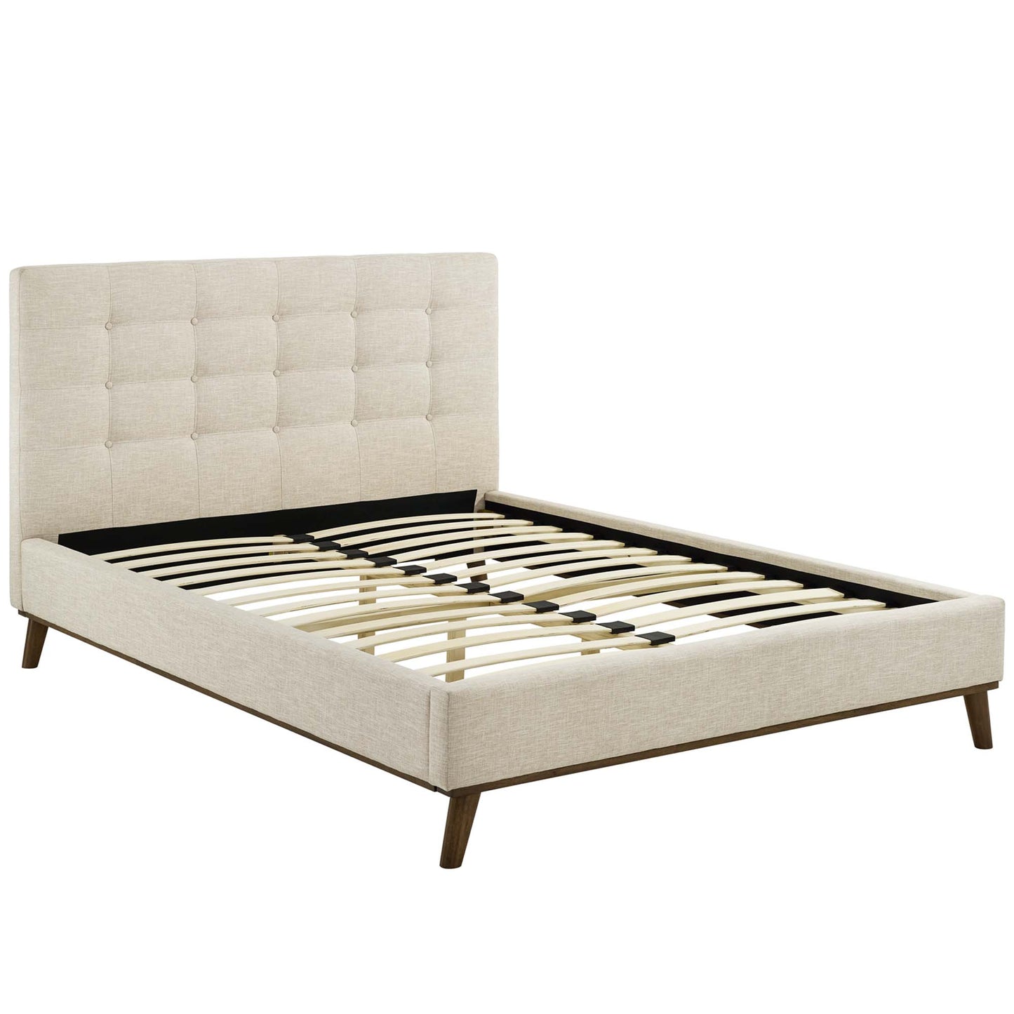 McKenzie Biscuit Tufted Upholstered Fabric Queen Platform Bed