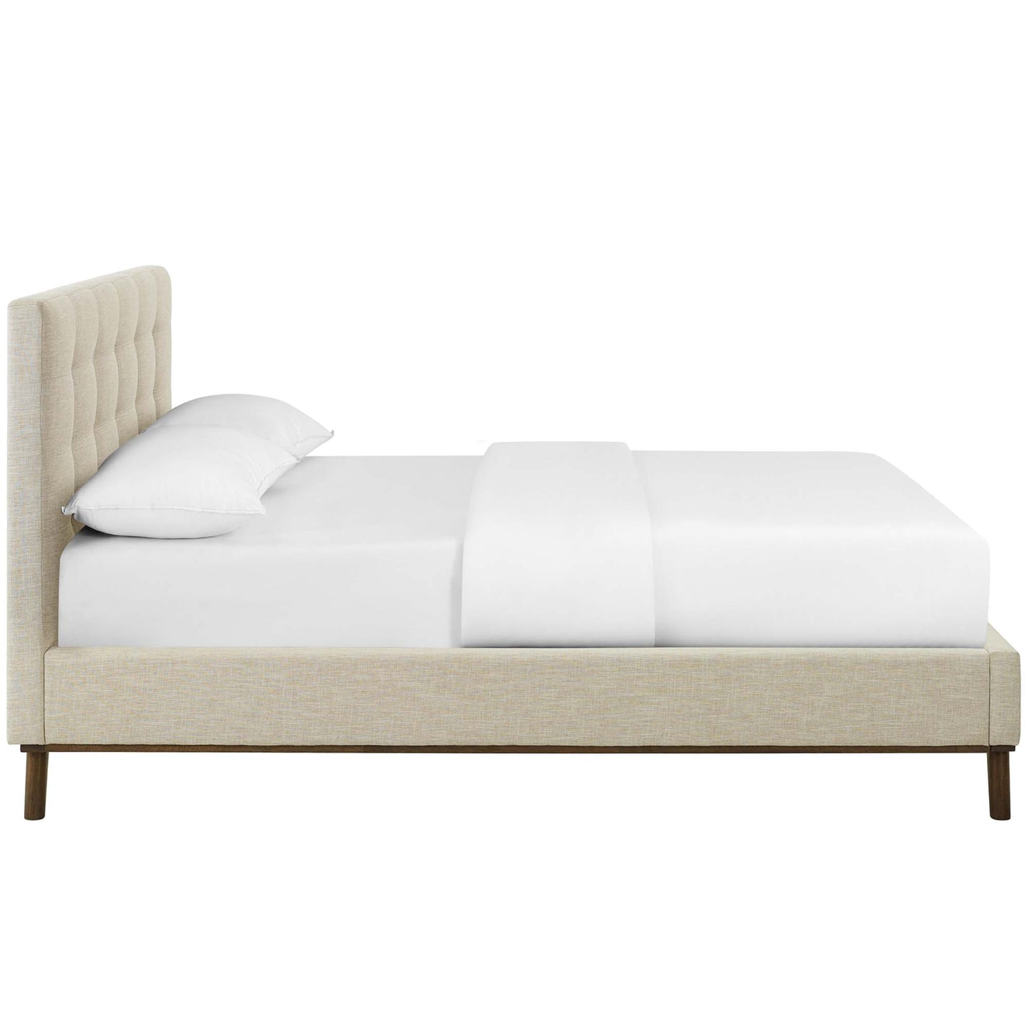 McKenzie Biscuit Tufted Upholstered Fabric Queen Platform Bed