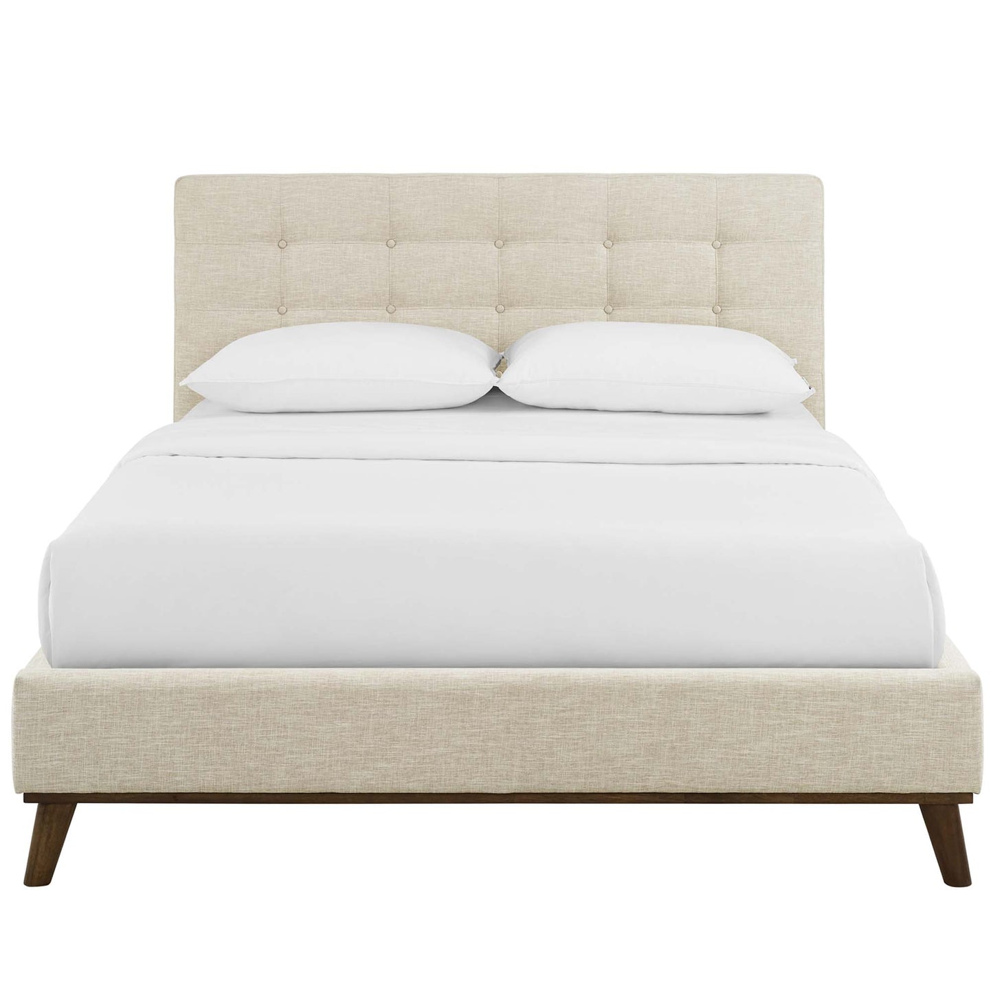 McKenzie Biscuit Tufted Upholstered Fabric Queen Platform Bed