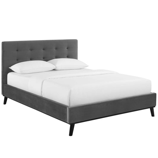 McKenzie Biscuit Tufted Performance Velvet Queen Platform Bed