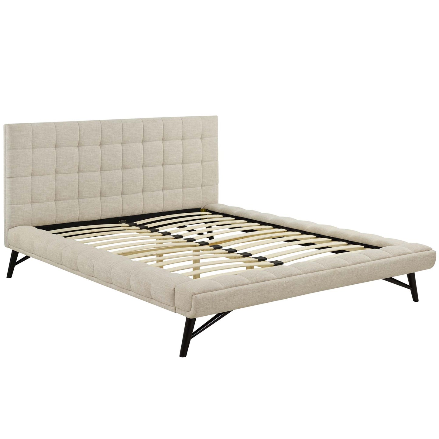 Julia Biscuit Tufted Upholstered Fabric Queen Platform Bed