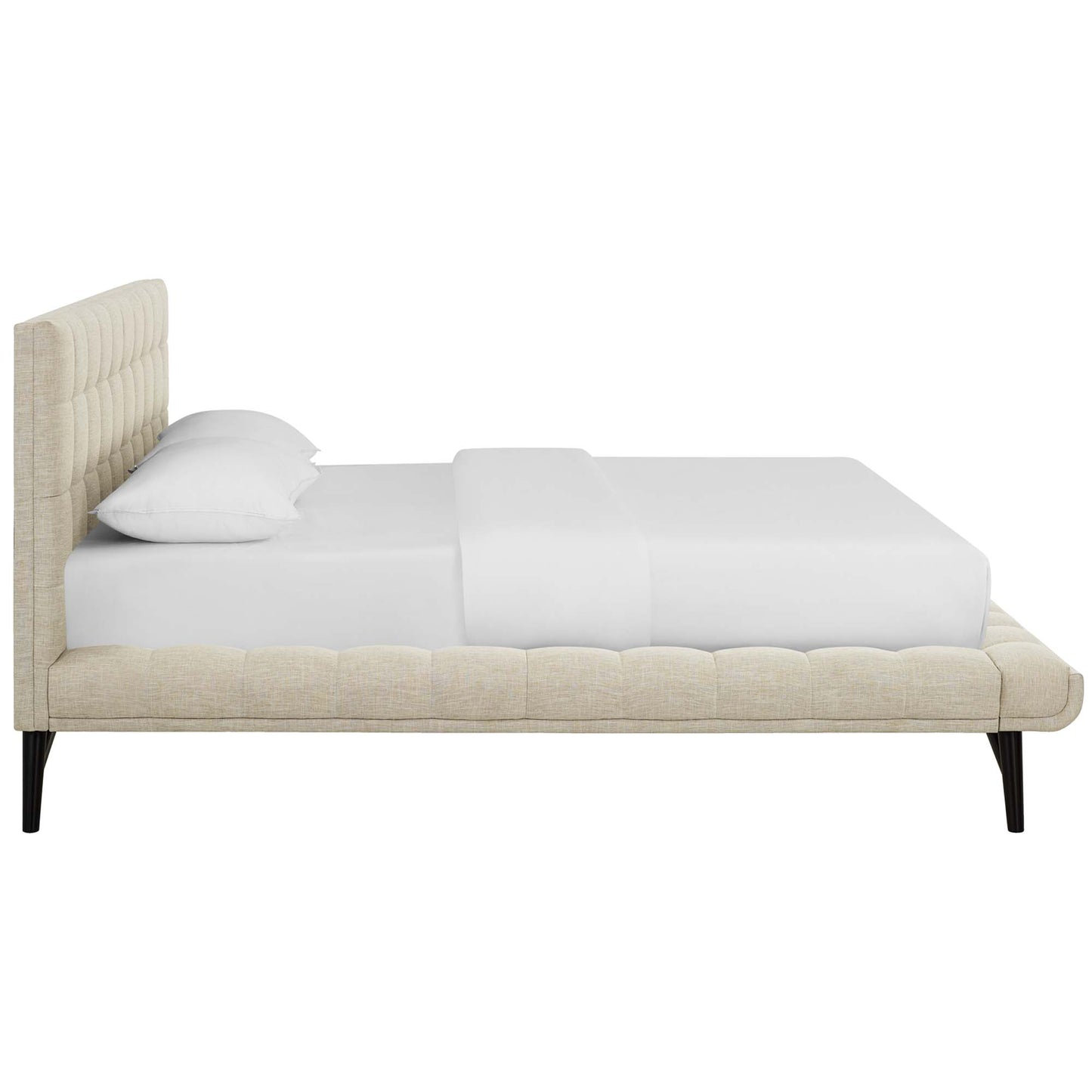 Julia Biscuit Tufted Upholstered Fabric Queen Platform Bed