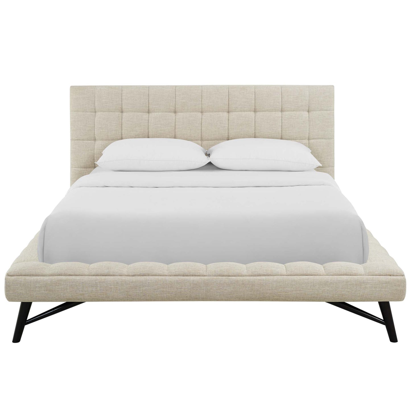 Julia Biscuit Tufted Upholstered Fabric Queen Platform Bed