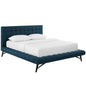 Julia Biscuit Tufted Upholstered Fabric Queen Platform Bed