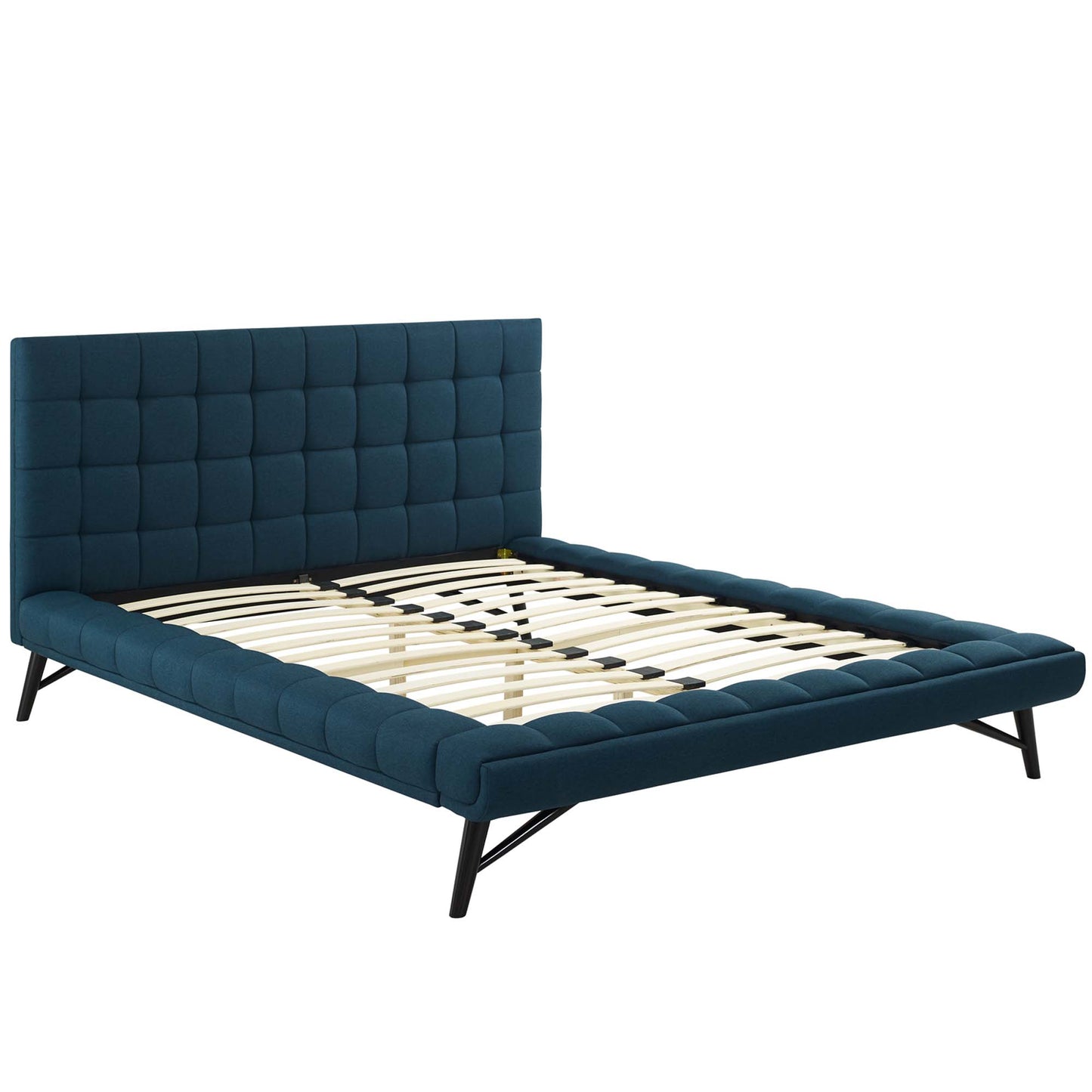 Julia Biscuit Tufted Upholstered Fabric Queen Platform Bed