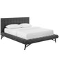 Julia Biscuit Tufted Upholstered Fabric Queen Platform Bed