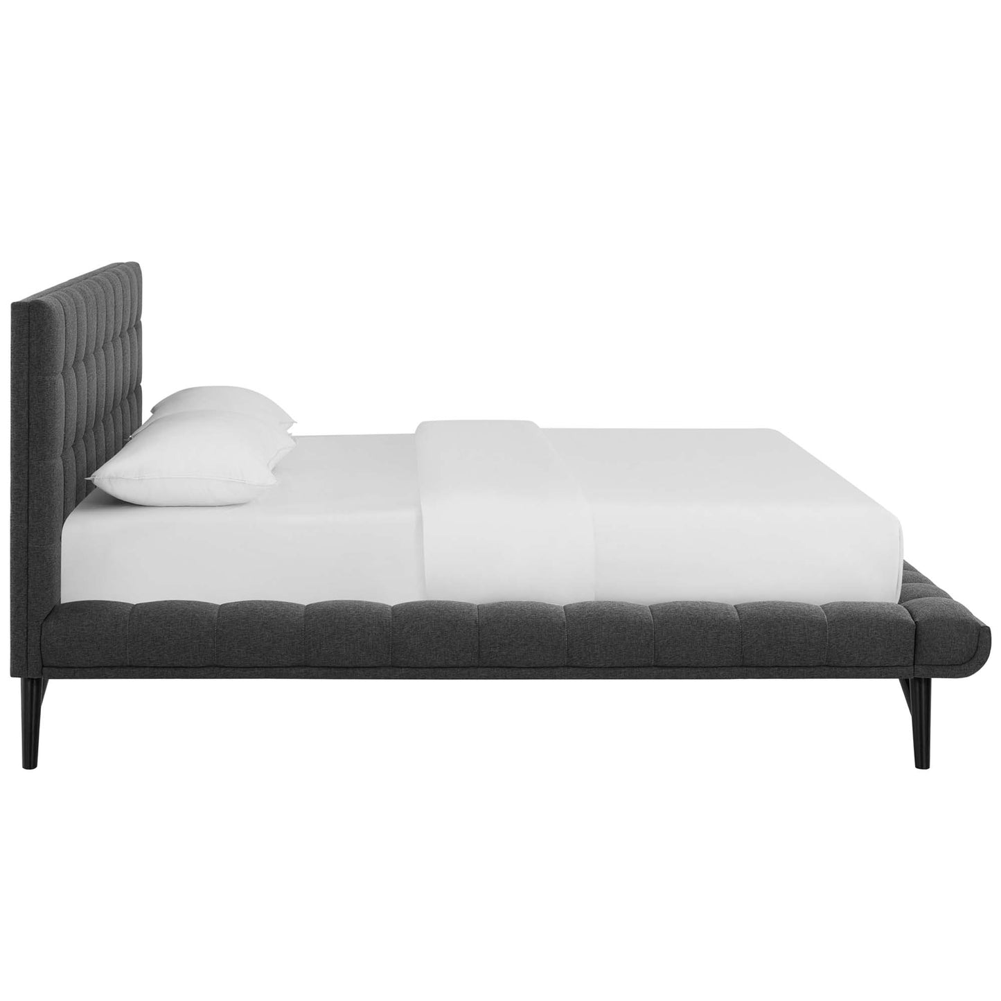 Julia Biscuit Tufted Upholstered Fabric Queen Platform Bed