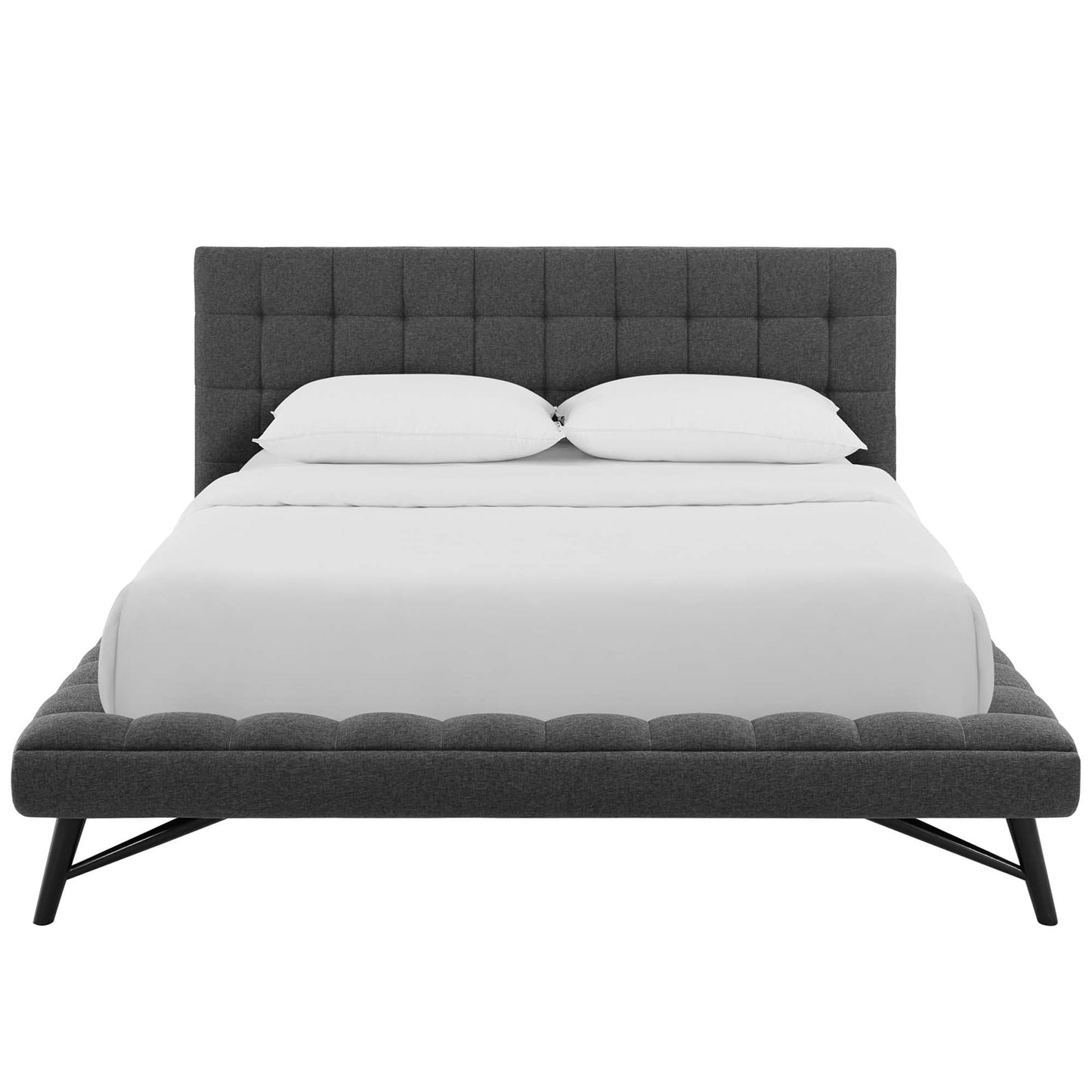 Julia Biscuit Tufted Upholstered Fabric Queen Platform Bed