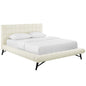 Julia Biscuit Tufted Upholstered Fabric Queen Platform Bed