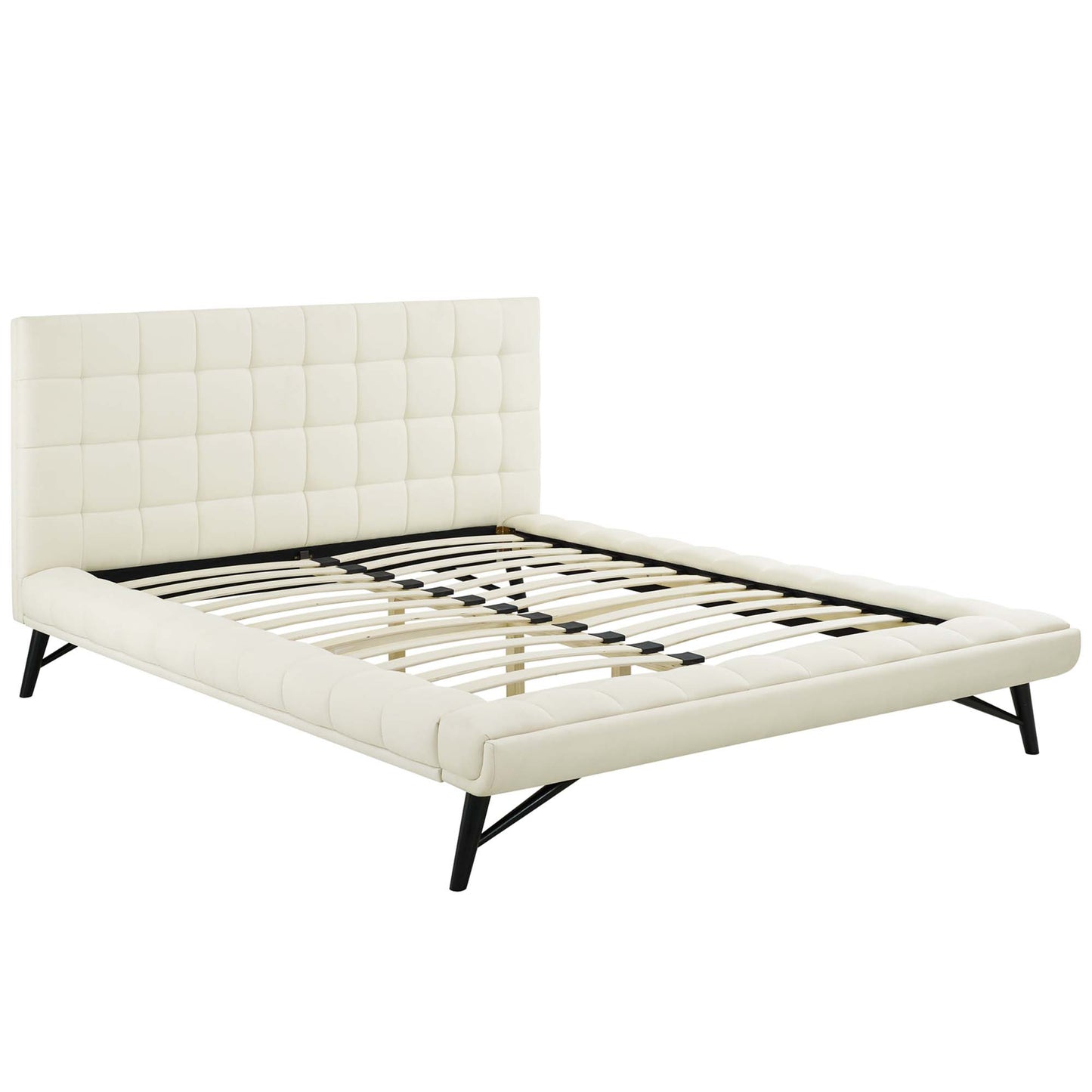 Julia Biscuit Tufted Upholstered Fabric Queen Platform Bed