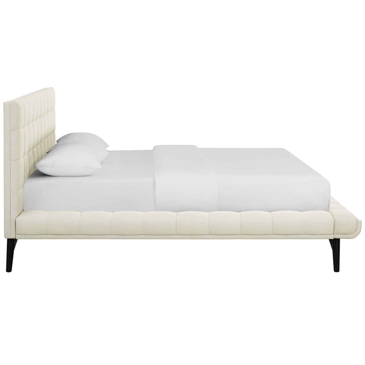 Julia Biscuit Tufted Upholstered Fabric Queen Platform Bed