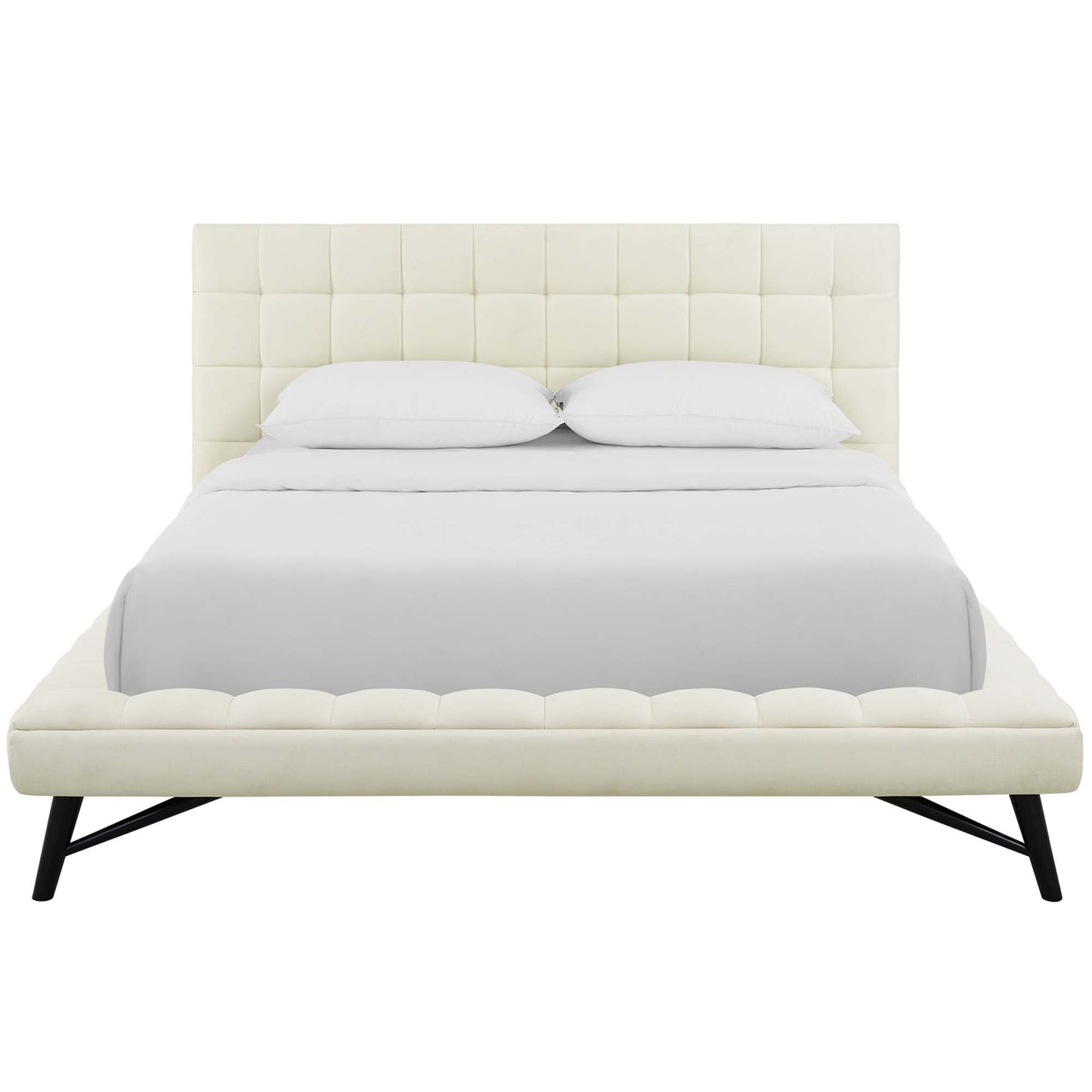 Julia Biscuit Tufted Upholstered Fabric Queen Platform Bed