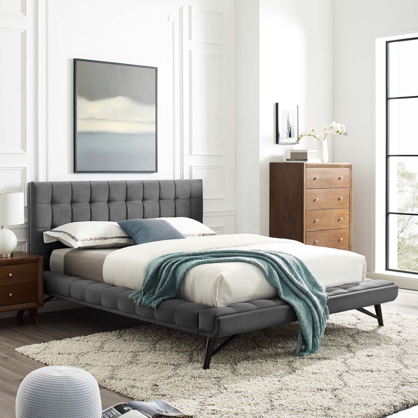 Julia Biscuit Tufted Performance Velvet Queen Platform Bed