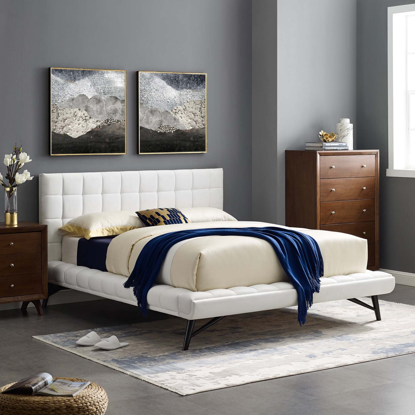 Julia Biscuit Tufted Performance Velvet Queen Platform Bed