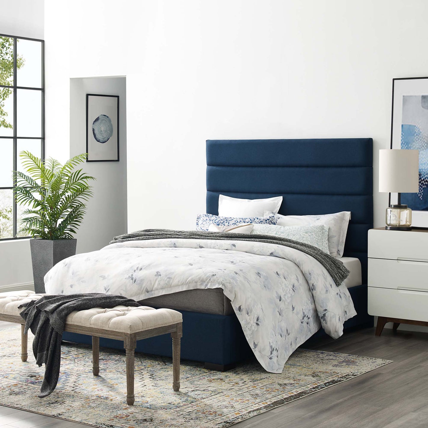 Genevieve Upholstered Fabric Queen Platform Bed