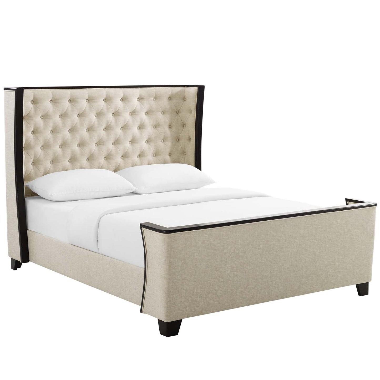 Galia Upholstered Linen Fabric Queen Platform Bed