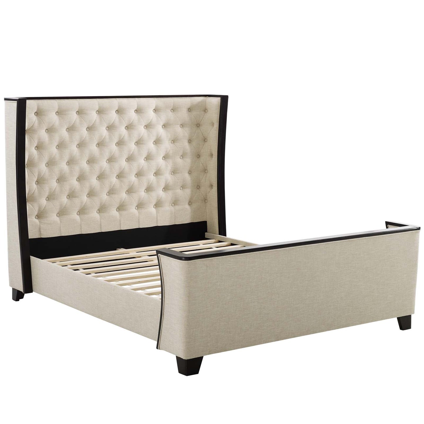 Galia Upholstered Linen Fabric Queen Platform Bed