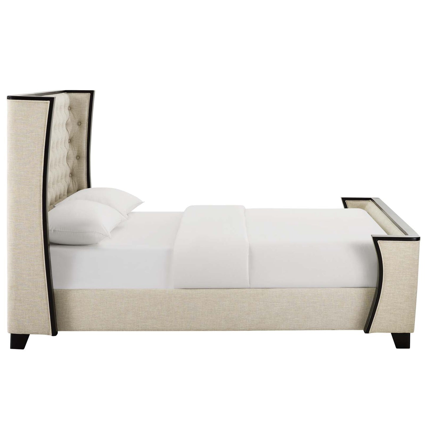 Galia Upholstered Linen Fabric Queen Platform Bed