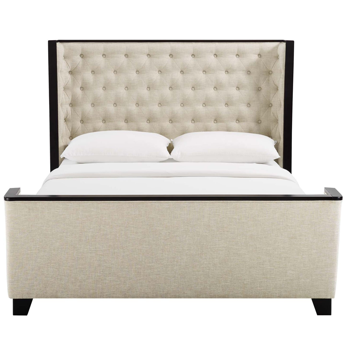 Galia Upholstered Linen Fabric Queen Platform Bed