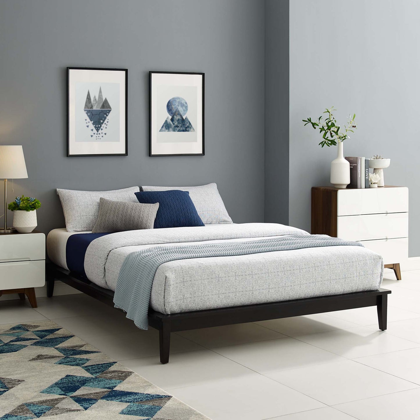 Cama tamaño queen con plataforma de madera Lodge de Modway