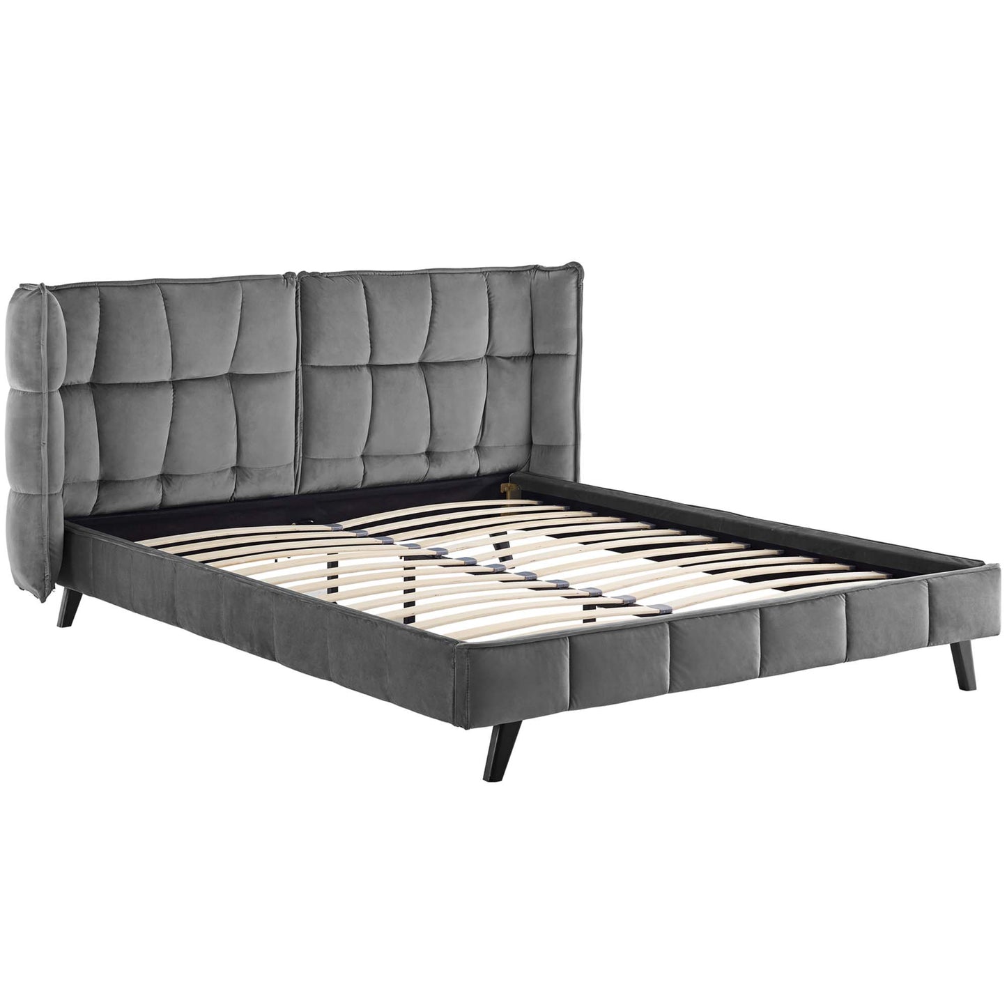 Cama Queen con plataforma de terciopelo Makenna Performance de Modway