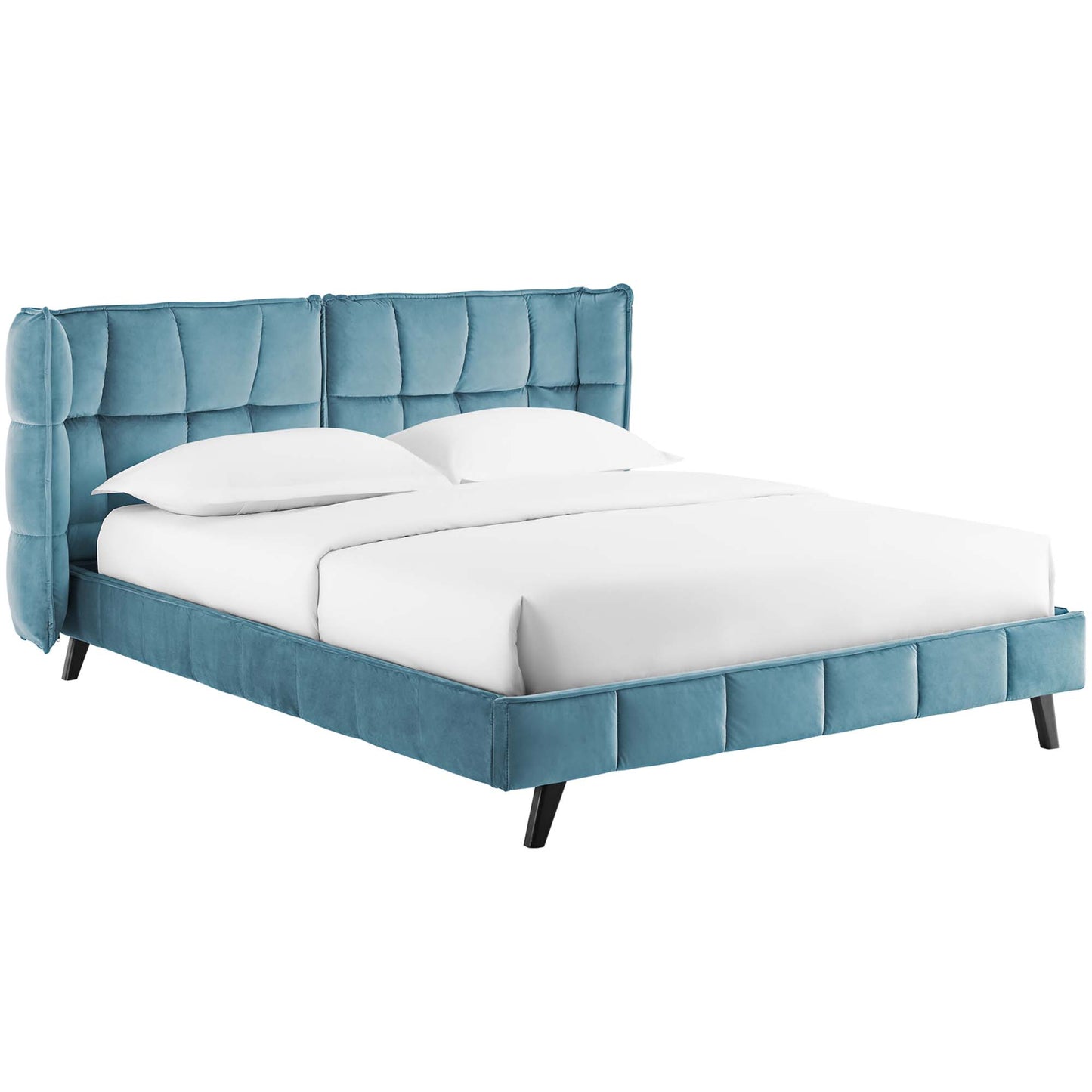 Cama Queen con plataforma de terciopelo Makenna Performance de Modway