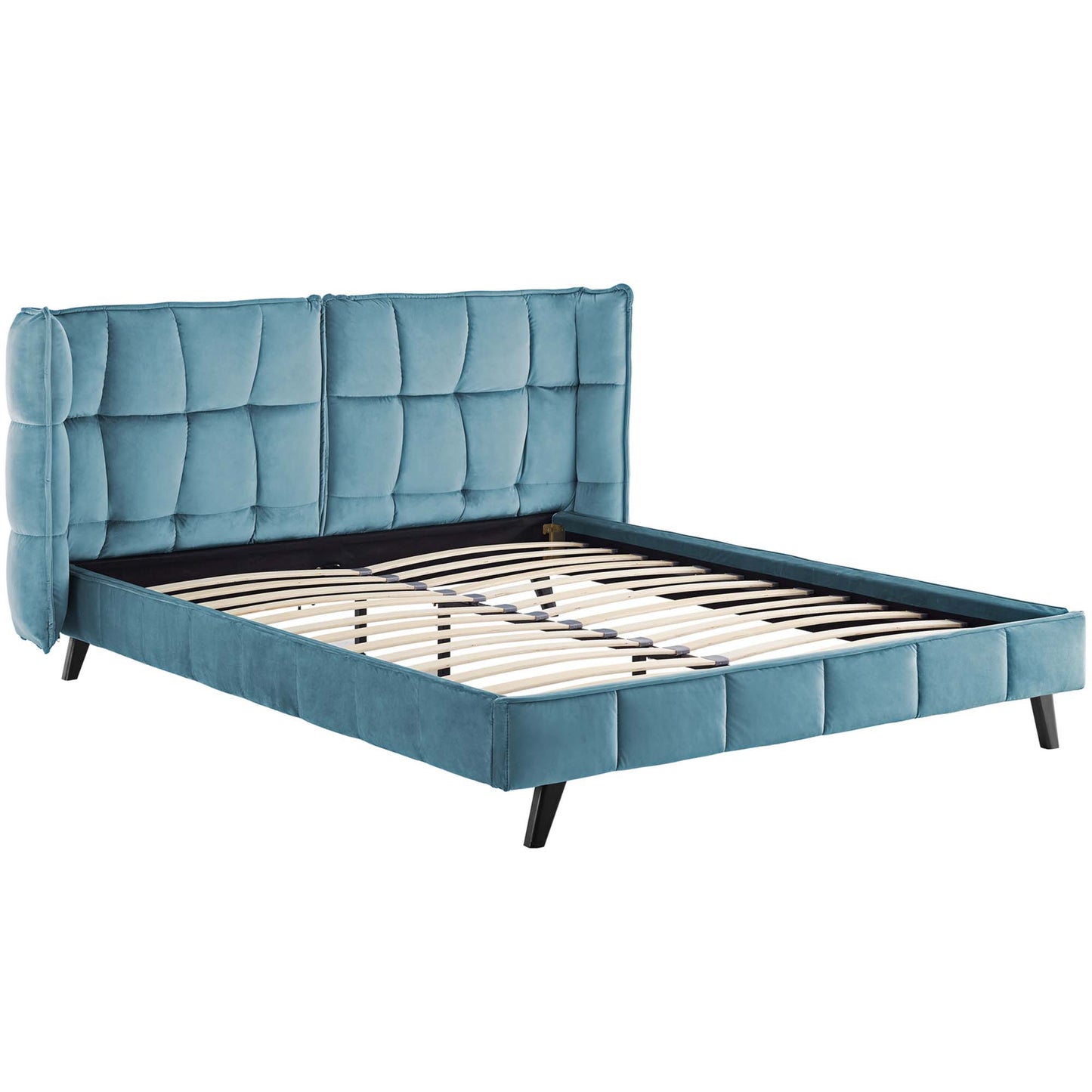 Cama Queen con plataforma de terciopelo Makenna Performance de Modway