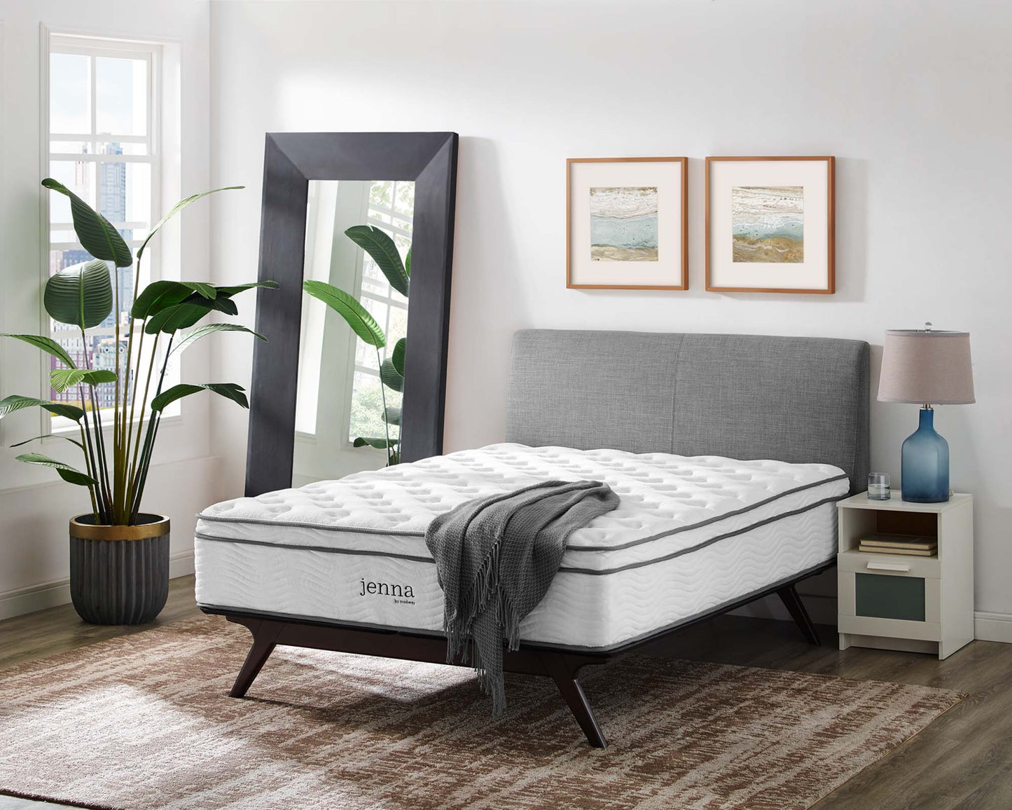 Matelas à ressorts et mousse pour lit simple Jenna 14" par Modway