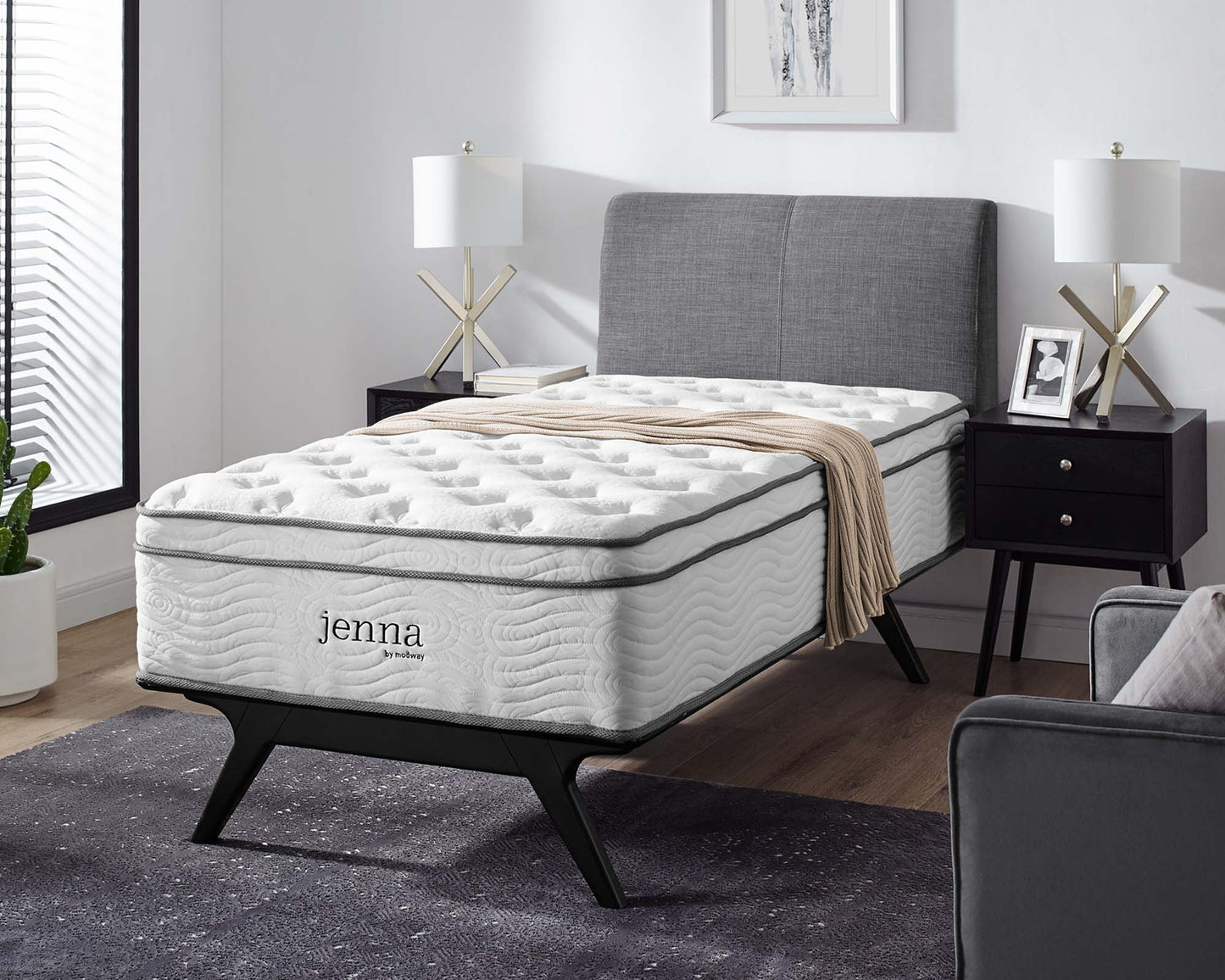 Matelas à ressorts et mousse pour lit simple Jenna 14" par Modway