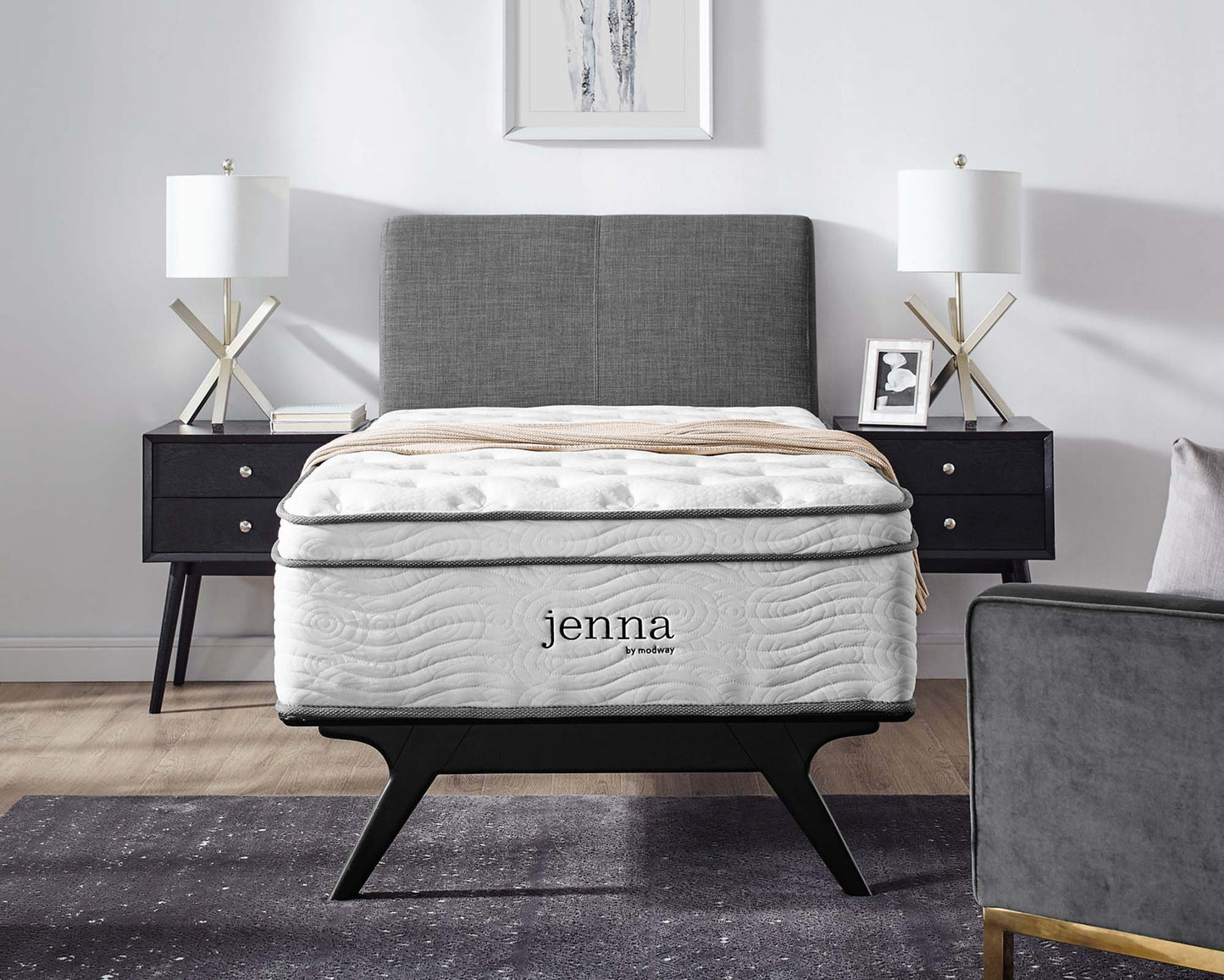 Matelas à ressorts et mousse pour lit simple Jenna 14" par Modway