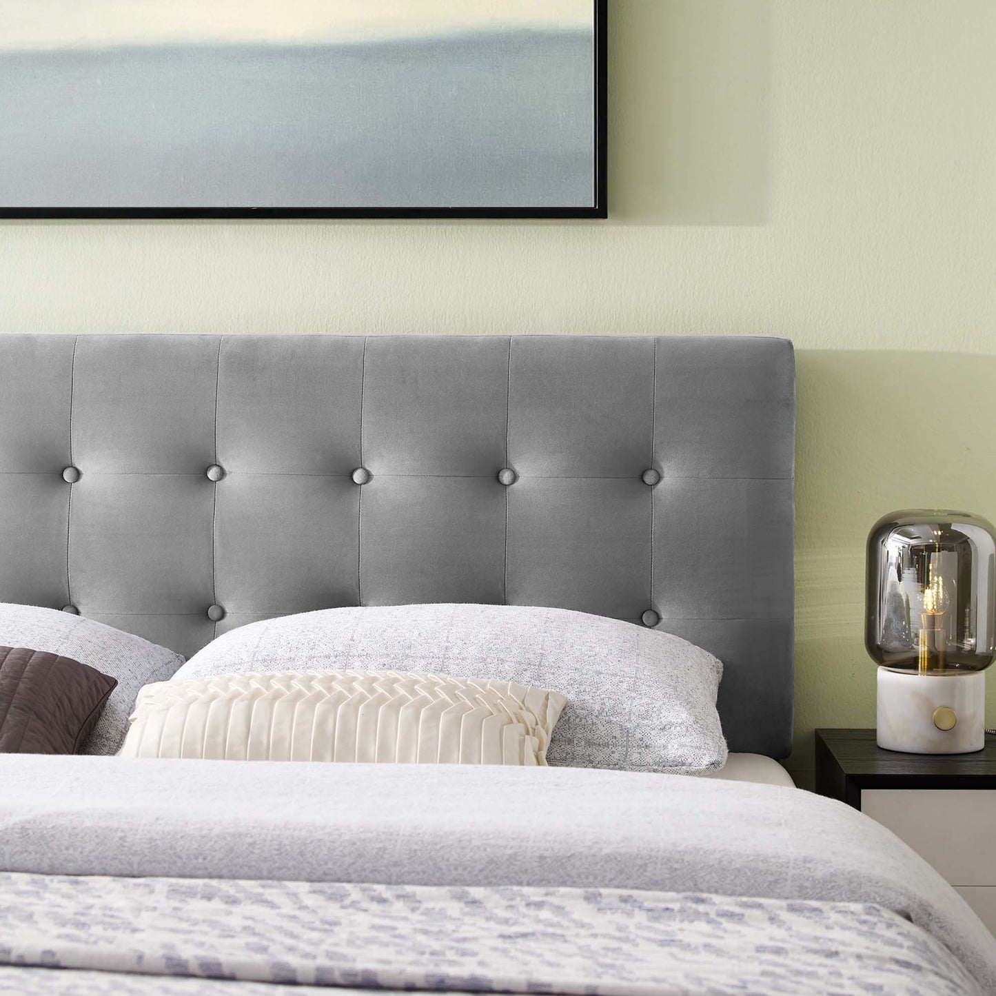 Emily Biscuit Tufted Performance Velvet Queen Headboard