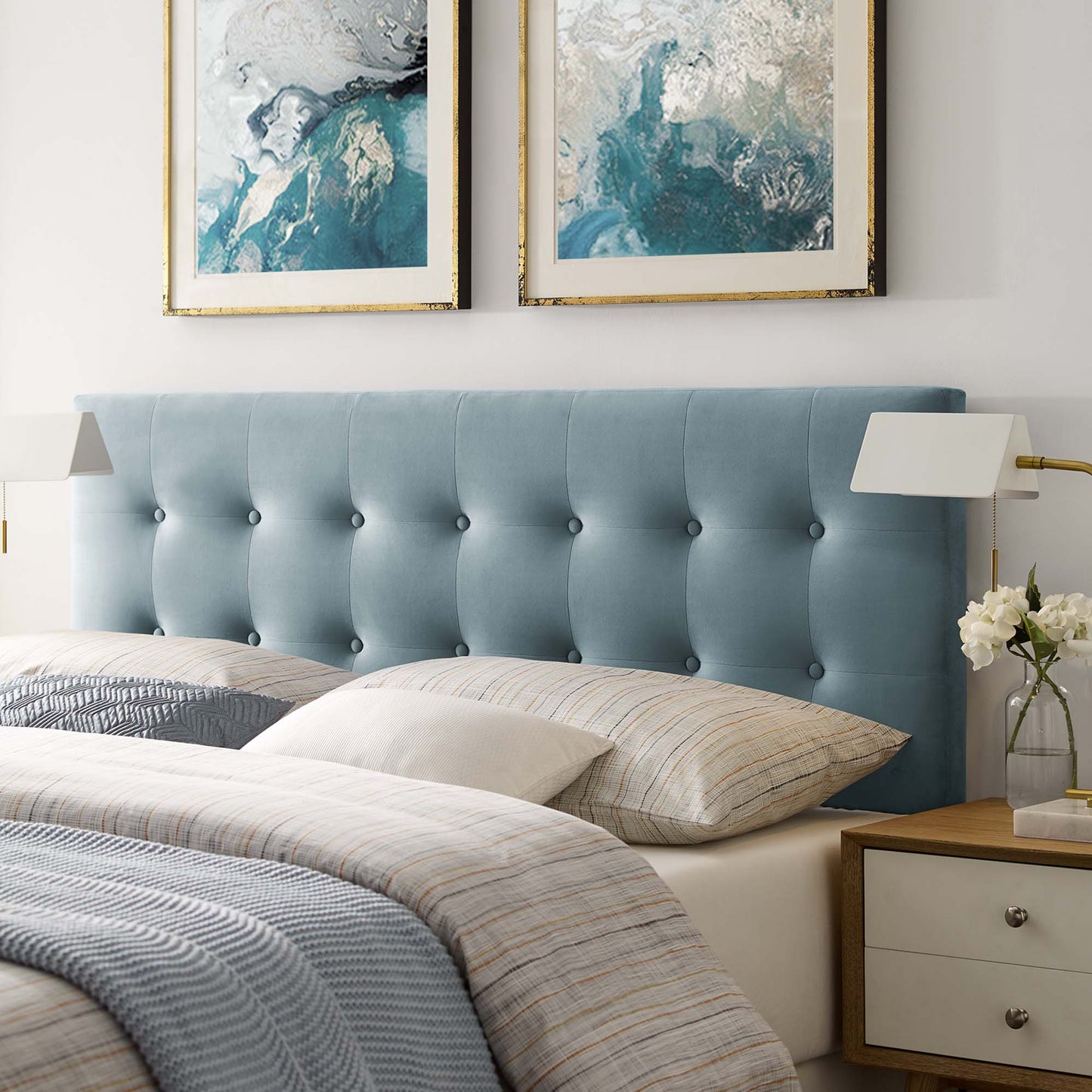 Emily Biscuit Tufted Performance Velvet Queen Headboard