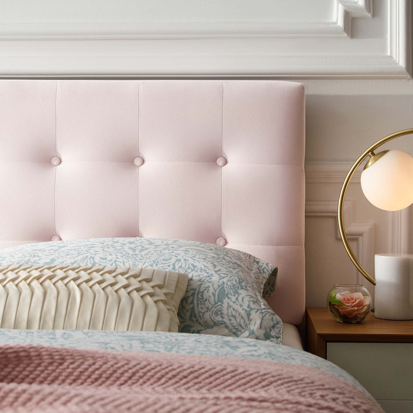 Emily Biscuit Tufted Performance Velvet Queen Headboard