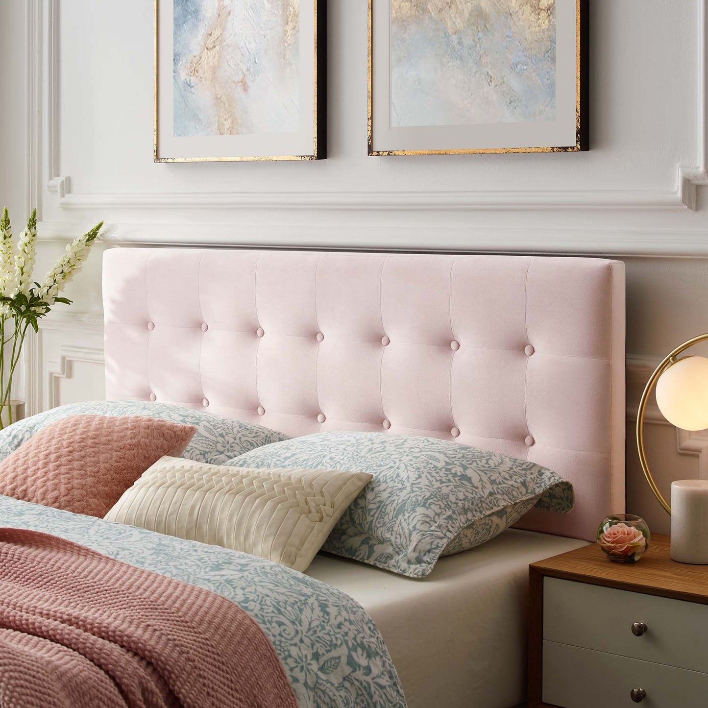 Emily Biscuit Tufted Performance Velvet Queen Headboard