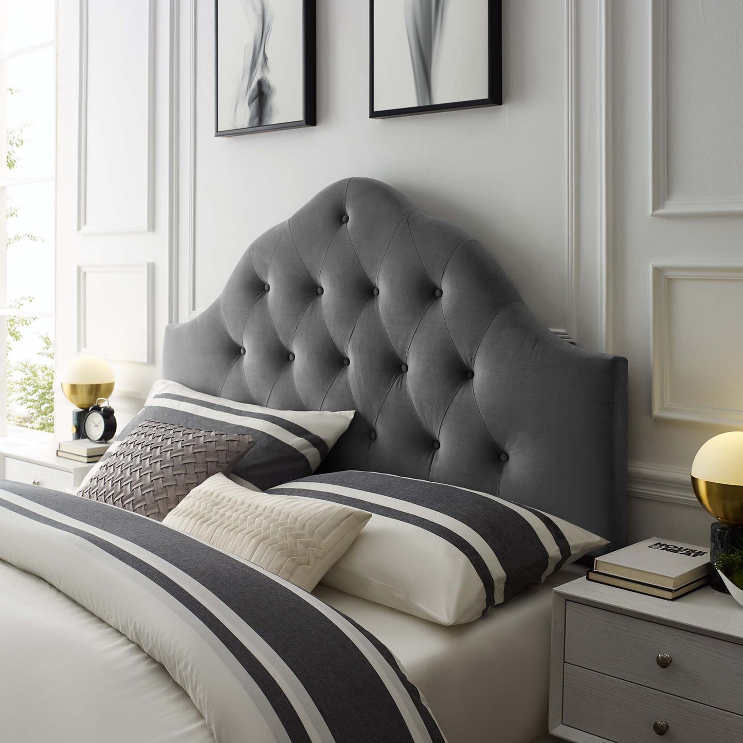 Sovereign Diamond Tufted Performance Velvet Full Headboard