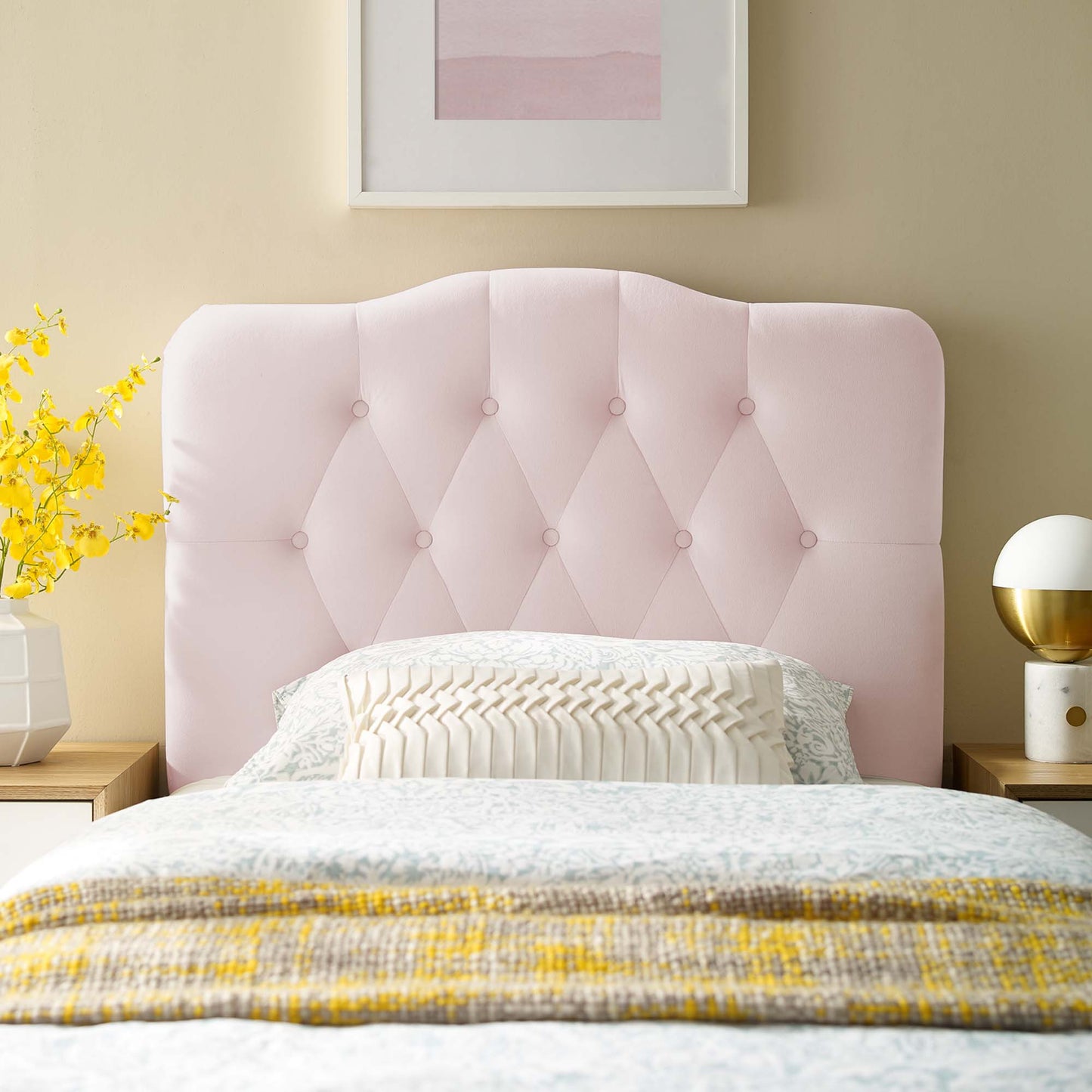 Annabel Diamond Tufted Performance Velvet Twin Headboard