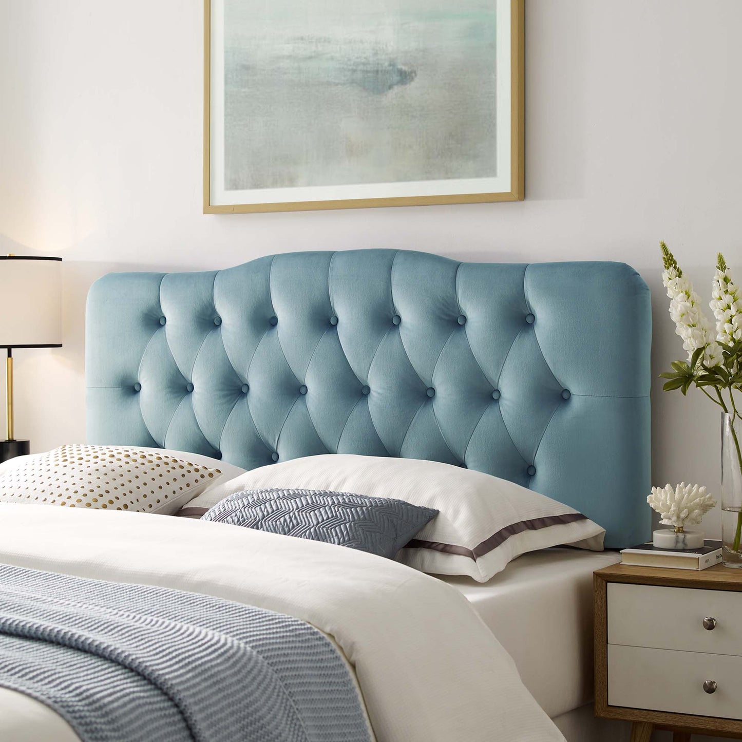 Annabel Diamond Tufted Performance Velvet King Headboard