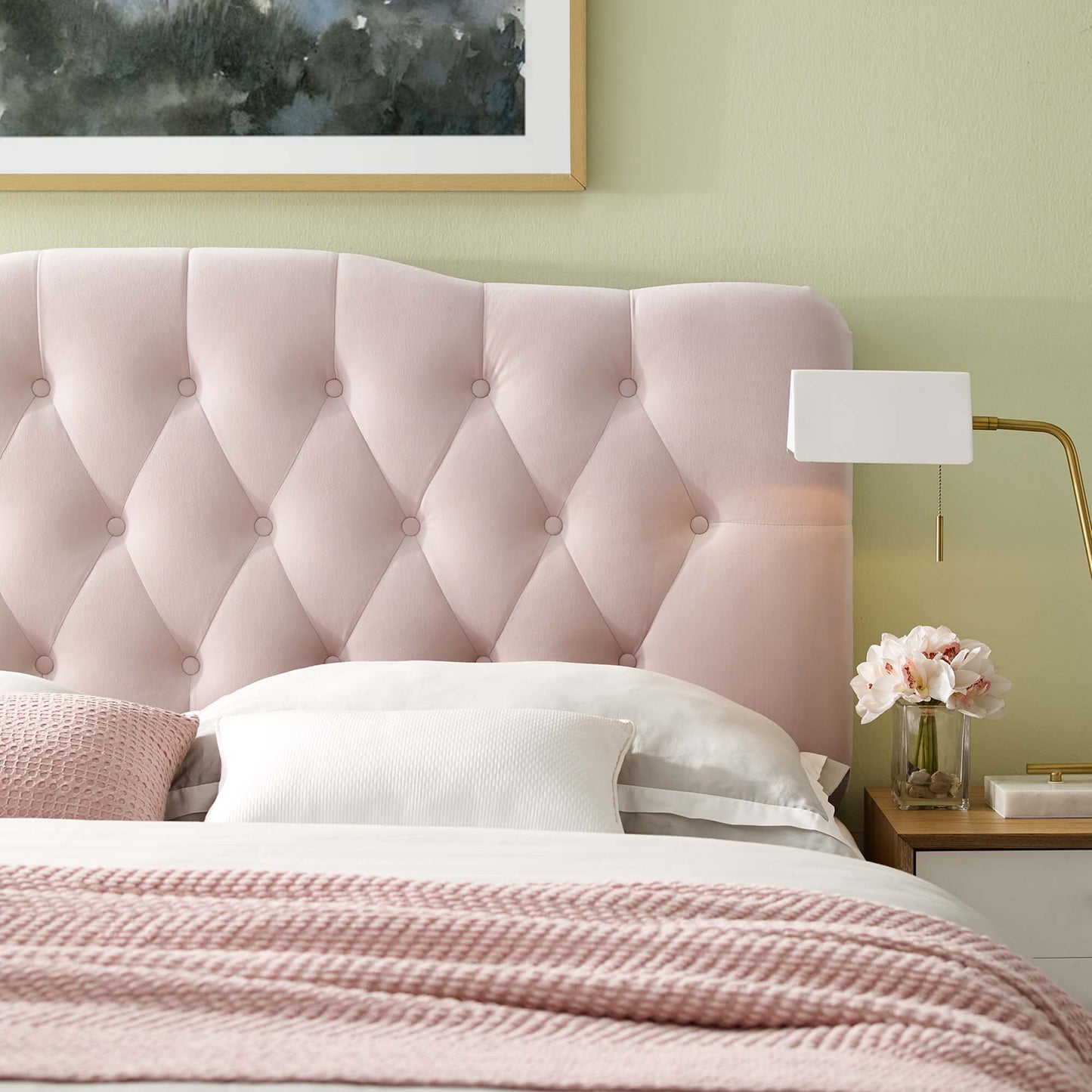 Annabel Diamond Tufted Performance Velvet King Headboard