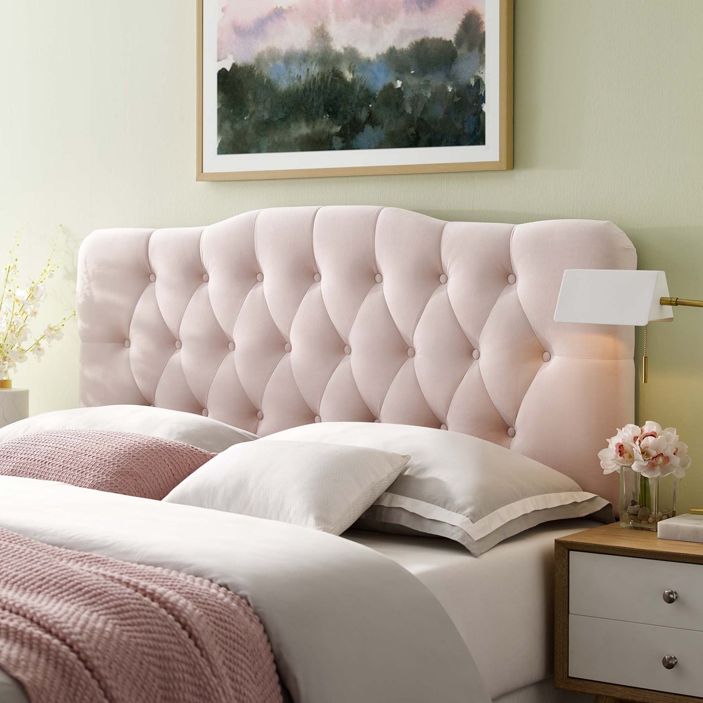 Annabel Diamond Tufted Performance Velvet King Headboard