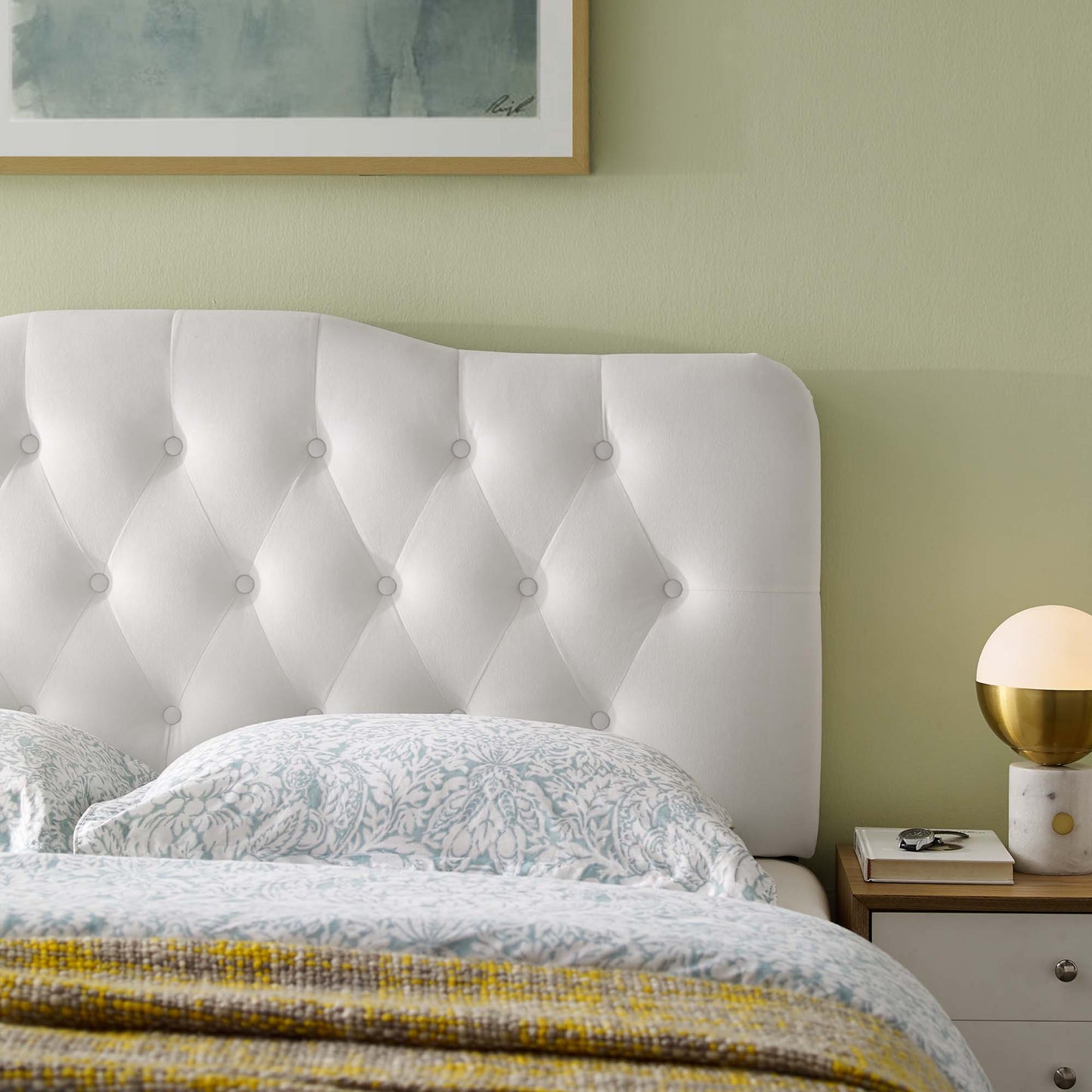 Annabel Diamond Tufted Performance Velvet King Headboard