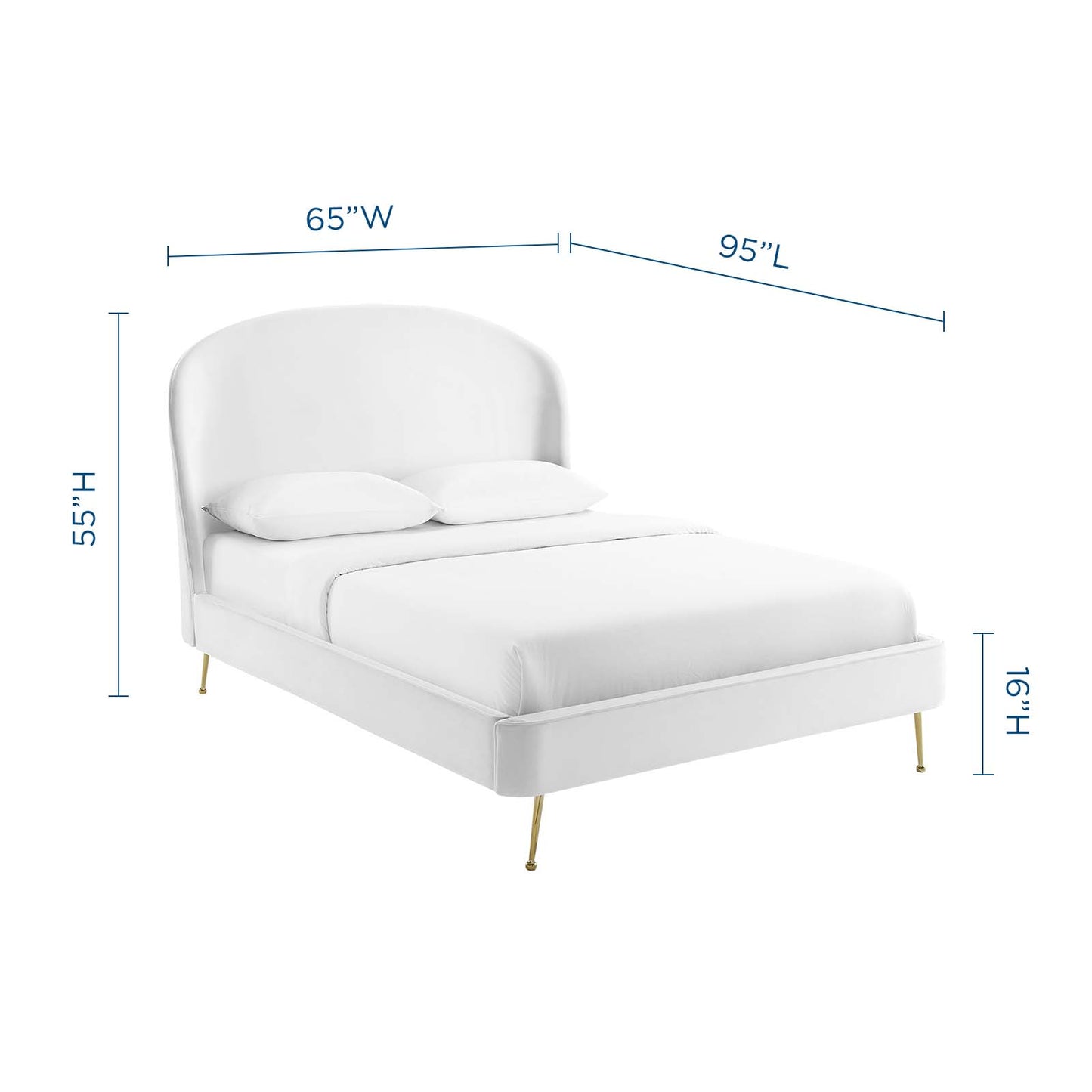 Mira Upholstered Performance Velvet Queen Platform Bed