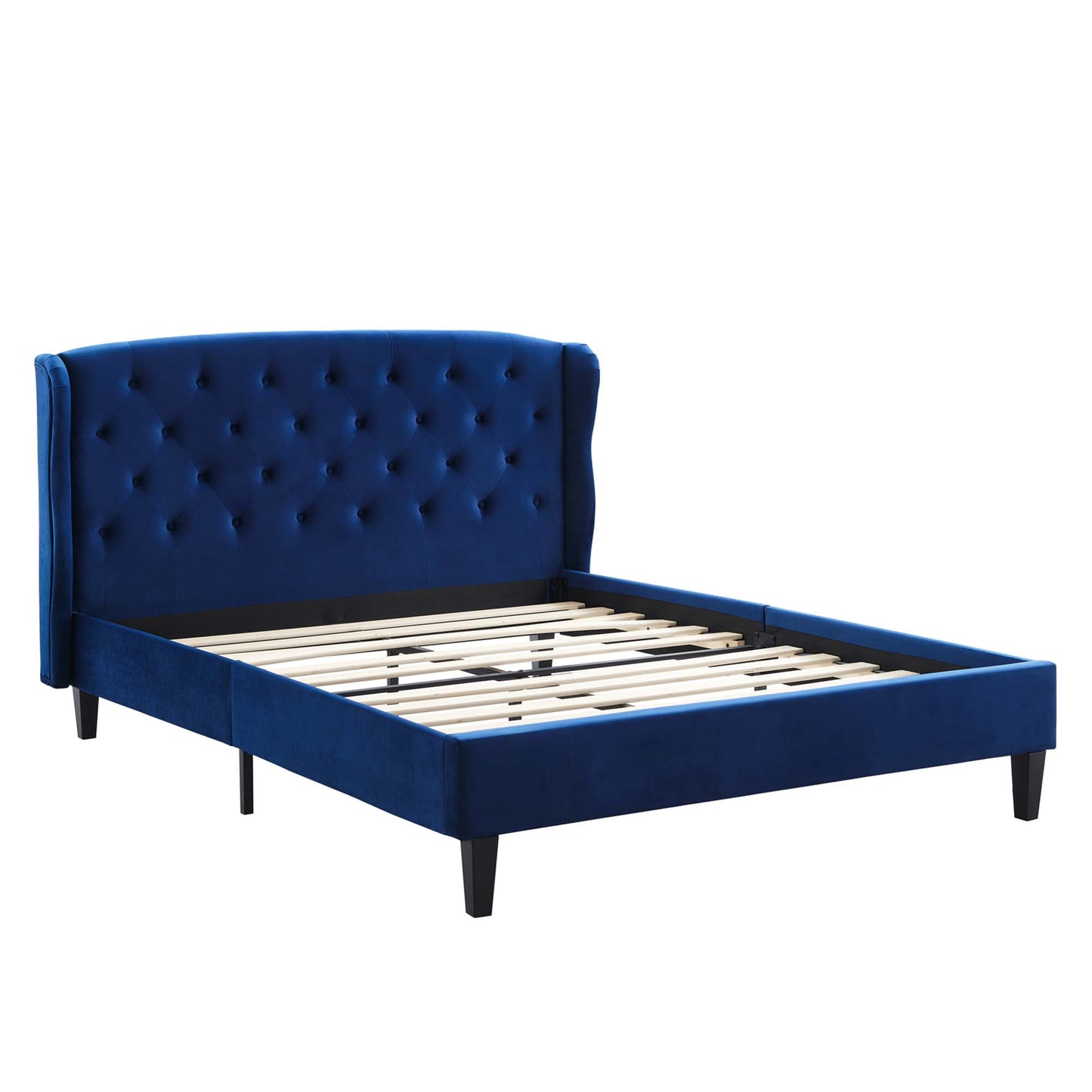 Penelope Tufted Wingback Performance Velvet Queen Platform Bed