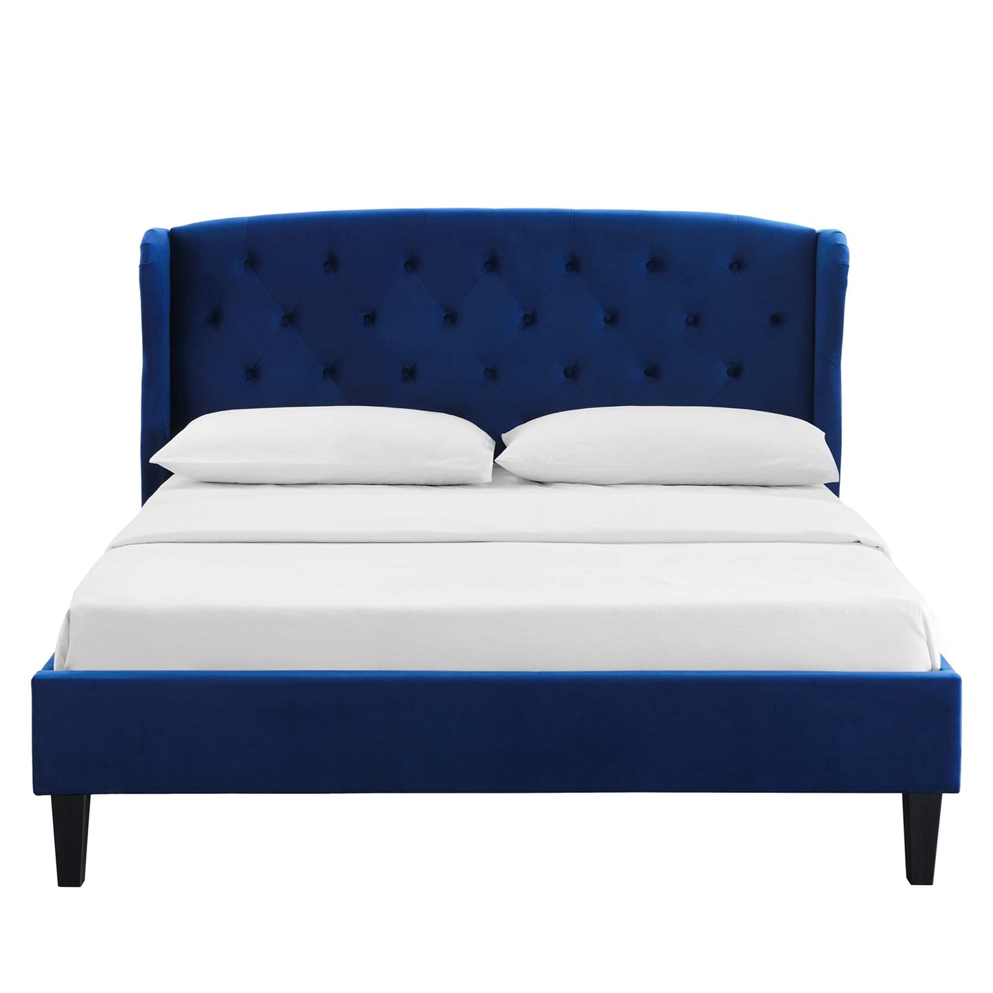 Penelope Tufted Wingback Performance Velvet Queen Platform Bed