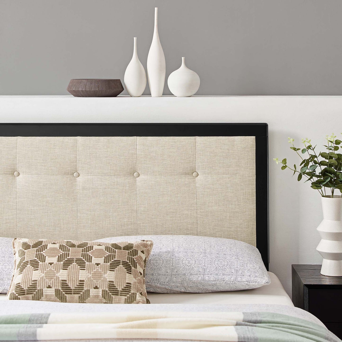 Draper Tufted Fabric and Wood Queen Headboard